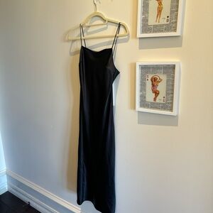 topshop black slip silky dress.
